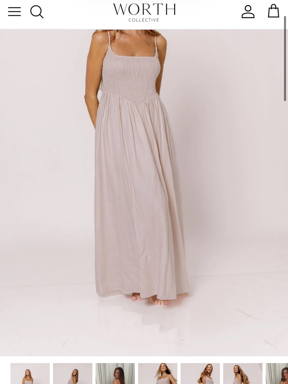 Worth Collective Josephina smocked maxi dress bump friendly - size L